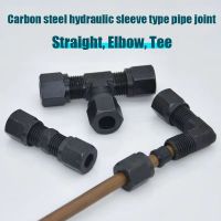 ◊☃● Hydraulic Carbon Steel Ferrule Straight Tee Angle Pressure Oil Pipe Joint Metric Thread Connection Fittings Transition joint