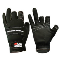 Three Fingers Cut Lure Fishing Gloves Non-slip ABU Garcia Leather Fishing Gloves Outdoor PU Leather Sports Pesca Gloves