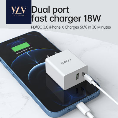 YLV 【รับประกัน 1 ปี】 หัวชาร์จเร็ว18w หัวชาร์จไอโฟน หัวชาร์จ type c+usb charger adapter fast charger for iPhone Samsung Huawei OPPO VIVO Xiaomi Support Android/iPhone charging