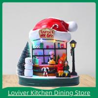 Lovver บ้านกาแฟติดไฟ LED,หมู่บ้านคริสมาสต์ภาพเคลื่อนไหวสำหรับตกแต่ง DIY Kamar