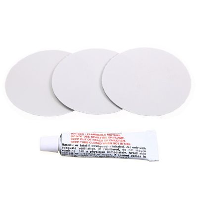 ；。‘【； 3 Pieces Light Grey Circular PVC Repair Patches For Inflatable Ruer Boat PVC Pture Repair Patch Glue Kit Adhesive Canoe