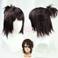 Anime Attack On Titan Final Season Hange Zoe Cosplay Dark Brown Short Synthetic Hair Halloween Carnival Party + Free Wig Cap