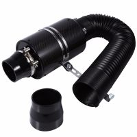 1 Set Universal Car 3 inch Carbon Fibre Cold Air Filter Feed Enclosed Intake Induction Hose Kit Universal