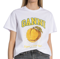 พร้อมส่ง Ganni เสื้อยืดสีขาว ลายพีช รุ่น RELAXED PEACH SHORT SLEEVE T SHIRT แท้100% สินค้าจริงรูปสุดท้าย