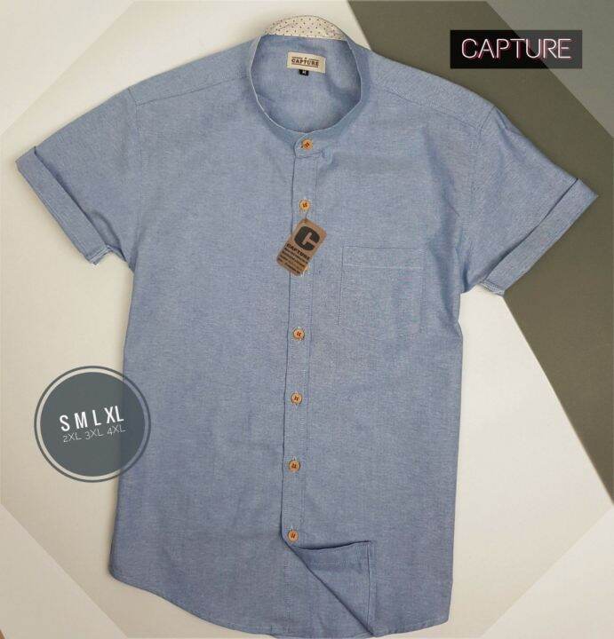 capture-shirt-เสื้อเชิ้ตผู้ชาย-แขนสั้น-คอจีน-สีแดง-กรม-ฟ้าอ่อน-เทาอากาศ-บลูยีนส์-เทาเข้ม-มีถึงอก-48-นิ้ว