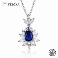 YEZOXA Created Tanzanite 925 Sterling Silver Flower Pendant Necklace For Women Without Chain