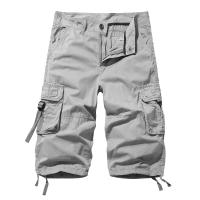 New Loose Large Size Cargo Shorts Cotton Mens Tactical Casual Shorts Solid Color Patchwork Military Shorts White Knee Length