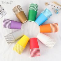 ◇ 10pcs/set Solid Color Disposable Cups 250ML Craft Paper Juice Milk Cup Environmental Health Tableware Party Supplies