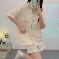 COD Summer new cartoon pattern Zou cloth pajamas Womens sweet simple and comfortable breathable short-sleeved shorts home c