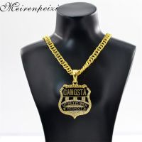 2021 Gangsta Rap models fashion jewelry Europe and the United States big men 39;s hip hop badge shape pendant necklace jewelry