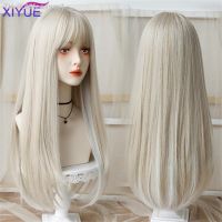 XIYUE Long Natural Wavy Platinum Blonde Wigs with Bangs Cosplay Party Lolita Synthetic Wigs for Women Heat Resistant Fiber [ Hot sell ] ea1voy