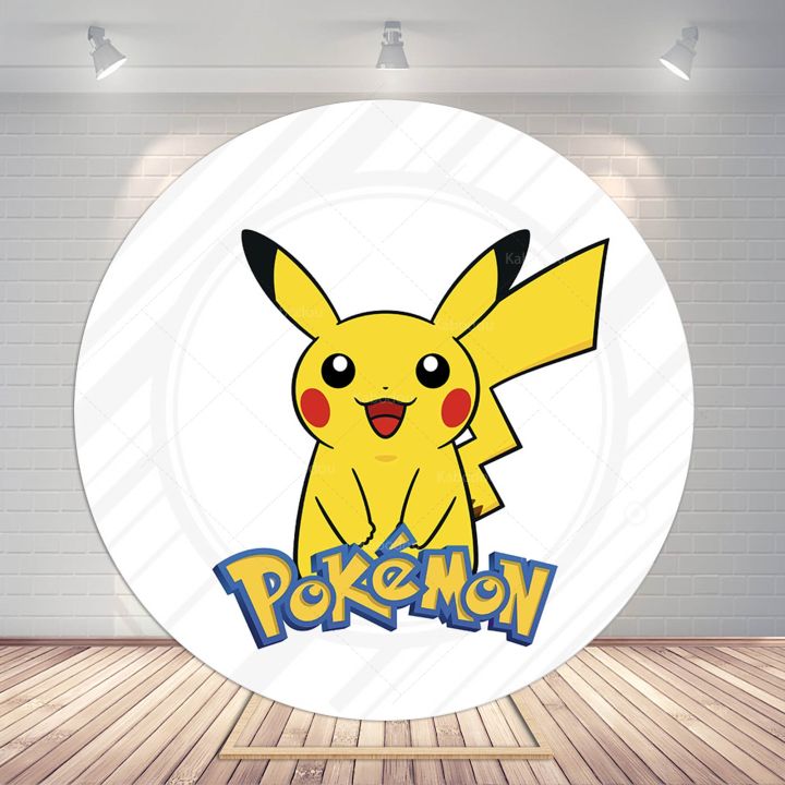 pikachu-pokemon-backdrops-round-covers-girls-kid-birthday-party-background-decoration-baby-shower-pocket-monster-circular-poster