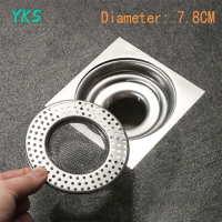 ?【Lowest price】YKS สแตนเลสชั้นท่อระบายน้ำ Strainers ห้องน้ำห้องครัวป้องกันท่อระบายน้ำป้องกันเศษผมจับตาข่ายฝาครอบท่อระบายน้ำ