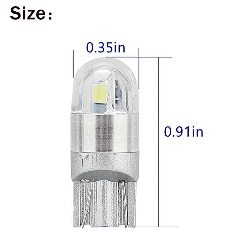 10Pcs 6000K Canbus T10 168 194 W5W Dome License Side Marker LED Light Bulb  White