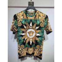 VERSACE เสื้อยืดแขนสั้นแฟชั่นลำลองพิมพ์ลาย