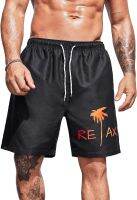 Floerns Mens Graphic Print Drawstring Waist Swim Trunks Beach Shorts Swimwear