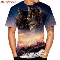 New Cool 3D Wolf Couple T-shirt Spring/Summer Mens Short Sleeve XS-5XL