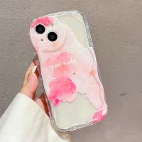 เคสโทรศัพท์ขอบคลื่นสีชมพูใช้ได้กับ IPhone14 13 12 11 Pro Max X XS ฝาหลัง TPU นุ่มกันกระแทกเรียบ