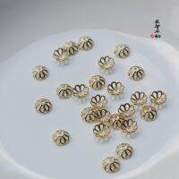 [COD] 14k gold-plated light gold color-preserving hollow tori flower hat 8mm diy handmade bracelet earrings