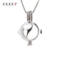 CLUCI จี้925เงินสเตอร์ลิง Chuy สร้อยคอปลาหาจี้ห้อยคอน่ารักสัตว์น่ารักต้องการมุกล็อกเกต SC293SB