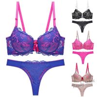 【Ready Stock】 ∏✺◊ C15 New 2022 Sexy G string Women bra set Lace thong hollow out Underwear Panty Set intimante Bra brief lingerie set