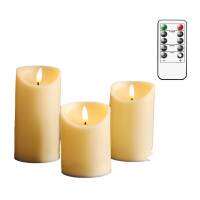 3 Pieces Electronic Wedding Decorative Candles,4/5/6 Inch Tall Plastic Pillar Remote Control Flameless Candles,Battery Operated