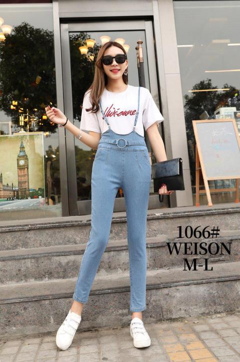Womens Fashion Drawstring Waist Jeans Denim Suspender Pants Trousers Romper  B  eBay