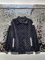 Jaket Baseball เดนิมดอกไม้ Jacquard อายุกลางฤดูใบไม้ร่วงต้น23เสื่อทรงหลวมพอดีตัวลำลองสไตล์ตะวันตก