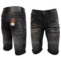 TPPJEANS MENS Shorts RockXBlack Slim กางเกงขาสั้นชาย สีดำฟอกสะกิดขาด ผ้ายืดจับยับเป้าซิป งานตัดเย็บอย่างดีตัดต่อกระเป๋า Size 28-36 รับชำระปลายทาง.