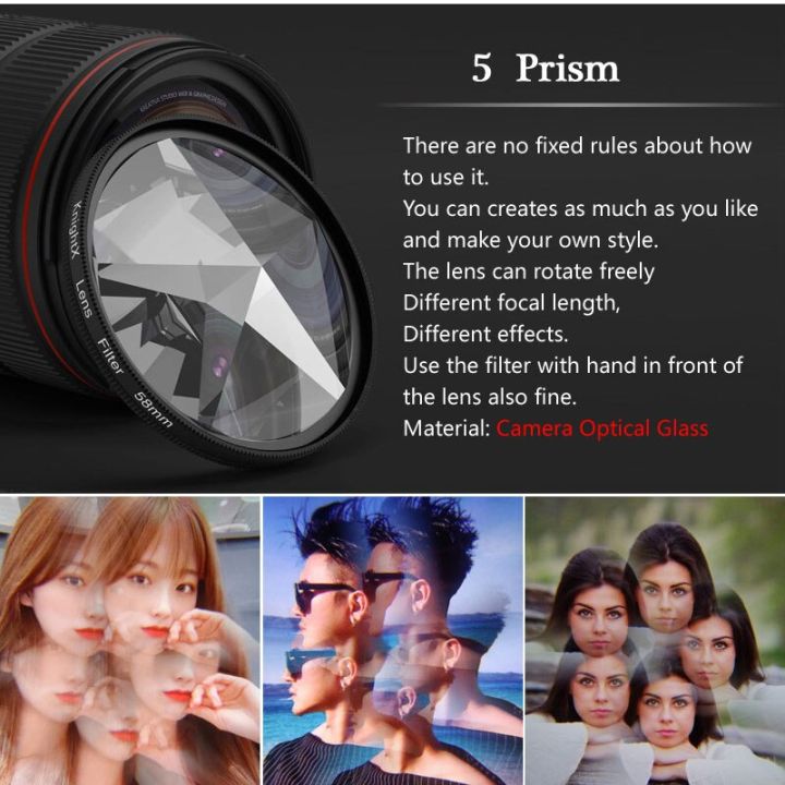 knightx-prism-filter-49mm-52mm-55mm-58mm-62mm-67mm-72mm-77mm-split-diopter-changeable-number-uv-cpl-nd-phone-camera-macro-lens-filters