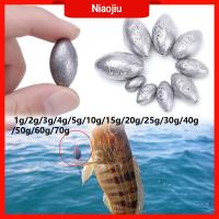 NIAOJIU 5/10Pcs กระสุนกลม Line Sinkers น้ำหนัก รูปมะกอก ตกปลาตะกั่วตก Sinker ขั้วต่อตะขอ