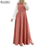 ZANZEA Women Big Swing Vintage Flare Sleeve Elastic Cuff Muslim Maxi Dress 513☬