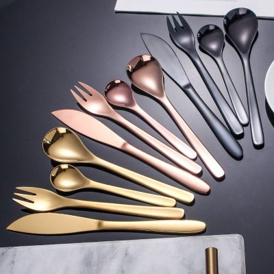 4Pcs/Set Stainless Steel Cutlery Set Japanese Style Camping Tableware Knife Fork Spoon Steak Travel Dinnerware Kitchen Gadgets Flatware Sets
