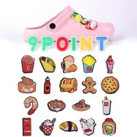 PVC Shoe Charms Cartoon Food Shoe Accessories Taco Shoe Decoration Pizza Shoe Buckles for Croc Sandals X-mas Gifts Jibz Buckle