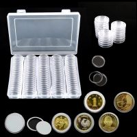 100Pcs Coin Box Clear 30mm Round Boxed Holder Plastic Storage Capsules Display Cases Organizer Collectibles Gifts Tool Storage Shelving