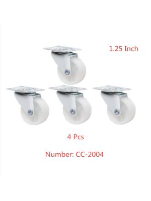 4 Pcs/Lot 1.25 Inch Furniture Caster White Pp Small Plastic Wheel Industrial Flat Bottom Universal
