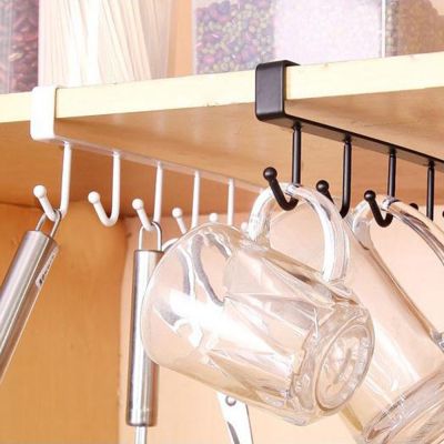 【CW】 Accessories Shelf Storage Hooks Hanging Rack Wardrobe Organizer Cup Holder Glass Mug 6 Hooks W