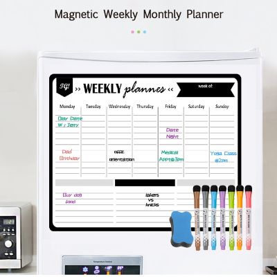 Magnetic Weekly Monthly Planner Calendar Drawing Messages Sup Whiteboard Fridge Magnet Wall Sticker Board for Notes Blackboard