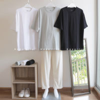 เสื้อยืดคอกลม oversize  เสื้อยืดสีพื้น ผ้าcotton100%