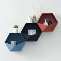 Nordic Living Room wall-mounted Geometric Punch-free Wall Decoration Bathroom Shelf Living Room Decoration Hexagon Storage Rack