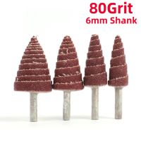 【CW】๑♞┋  1Pcs 6MM Shank 80 Grit Tapered Cone Grinding Sandpaper Flap Wheels Polishing Sanding Tools Conical