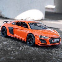 โมเดลรถออดี้ R8รถโลหะผสมสปอร์ตเสียงรถ Diecast ขนาด1:24รถของสะสมคนรักวันเกิดสำหรับเด็กของเล่นของขวัญโลหะเด็กผู้ชาย