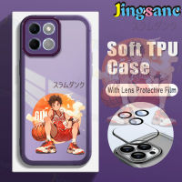 Jingsanc เคสโทรศัพท์พร้อมฟิล์มติดเลนส์,สำหรับ Huawei Nova Y90 Y71 Y70 9 SE Onor X8 5G X8A X8 4G X7A X7 X6บาสเกตบอลบอยแฟชั่น Ins เคสโทรศัพท์สีม่วงกันกระแทก TPU ซิลิโคนเนื้อนิ่มโปร่งใส K001-4