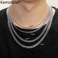 Kemstone สไตล์เรียบง่าย3มม. 5มม. 7มม. สร้อยคอโซ่ชุบเงิน Hip Hop Chain สำหรับผู้ชาย