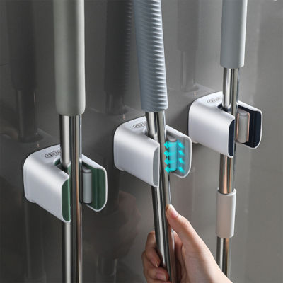 Wall Toilet Brush Holder Hooks for Bathroom Organizer and Storage House Accessories Self-adhesive Mop Hanging Kitchen Broom Rack