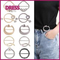 PETI DRESS 4Pcs มัลติฟังก์ชั่ เครื่องประดับแฟชั่นเครื่องประดับ คลิปหนีบเสื้อ คลิปหนีบผ้าไหม สายรัดผ้าคลุมไหล่ ผ้าพันคอหัวเข็มขัด หัวเข็มขัดเอวสูง แหวนผ้าพันคอ