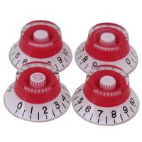 ；。‘【 Red &amp; White Electric Guitar Top Hat Knobs With Black Numbers Pack Of 4