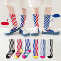 2Tone Checker Sock ถุงเท้าทูโทนลายหมากรุกเซ็ต 3 คู่(SOCK136)