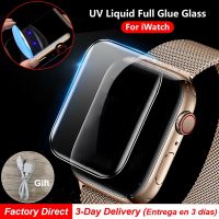 3D Curved Tempered Glass For Apple Watch 40mm 44mm 38mm 42mm Full Glue UV Glass Screen Protector For Series SE 6 5 4 3 2 1 Film Printing Stamping