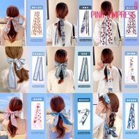 Korean Beautiful Multifunctional Hairband Combined with Scarf Long Ribbon Hair Tie Satin Scrunchies